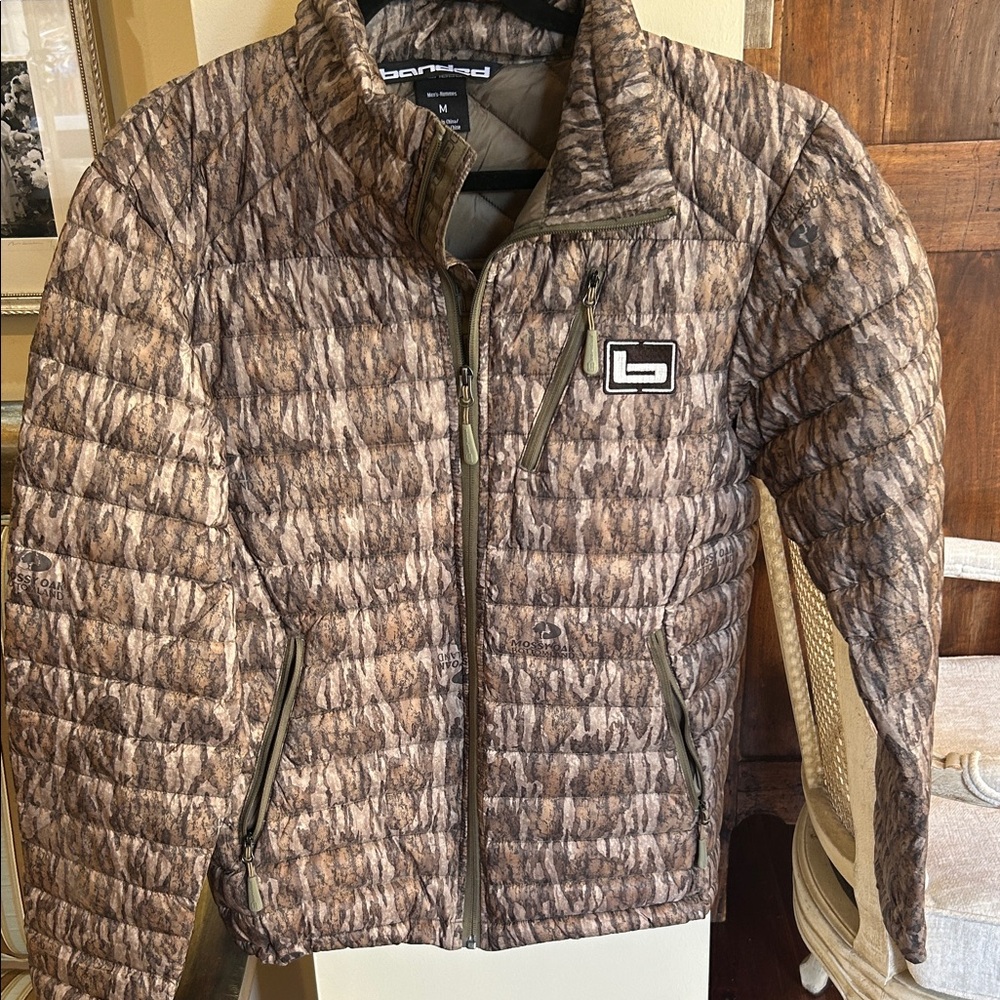 Brown Banded Camouflage Puffer Jacket